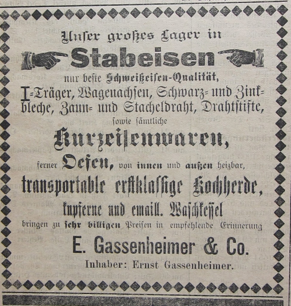 GASSENHEIMER, Aug2,1904 - 1st ad.