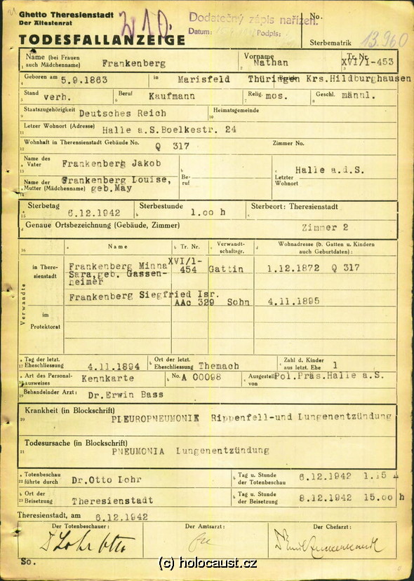 1942 Frankenberg Nathan Todesanzeige