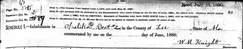 1880 Opelika Census