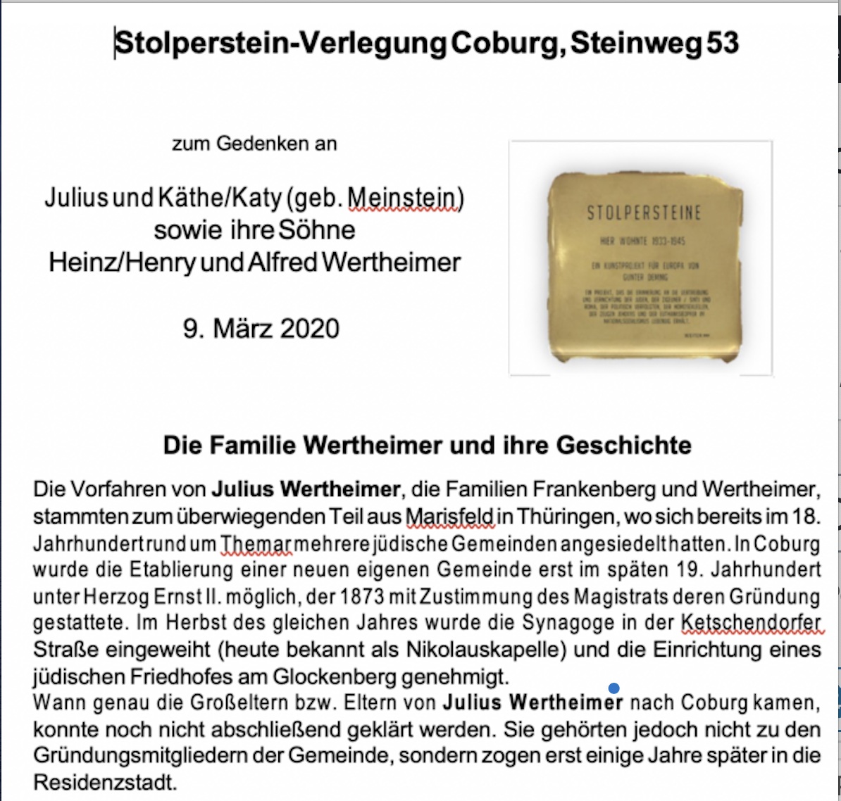 Die Familie Julius Wertheimer und ihre Geschichte - Ihre Stimmen